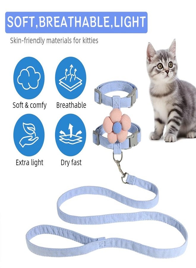 Qpets طقم حزام ومقود للقطط من كيو بيتس®، طقم حزام ومقود للقطط الصغيرة مع مشبك سريع الفتح، حزام لطيف للحيوانات الأليفة على شكل زهرة مانع للهروب للمشي والسفر في الهواء الطلق (مقاس متوسط، محيط الصدر 27-43 سم، محيط الرقبة 23-33 سم) - Image 4